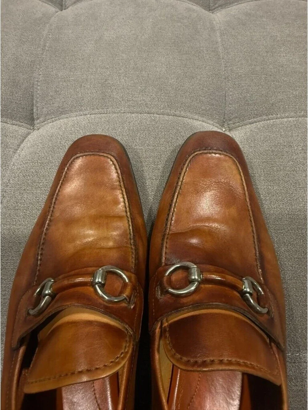 Magnanni Bit Loafers Mens 10 M Cognac Brown Leather Slip On
